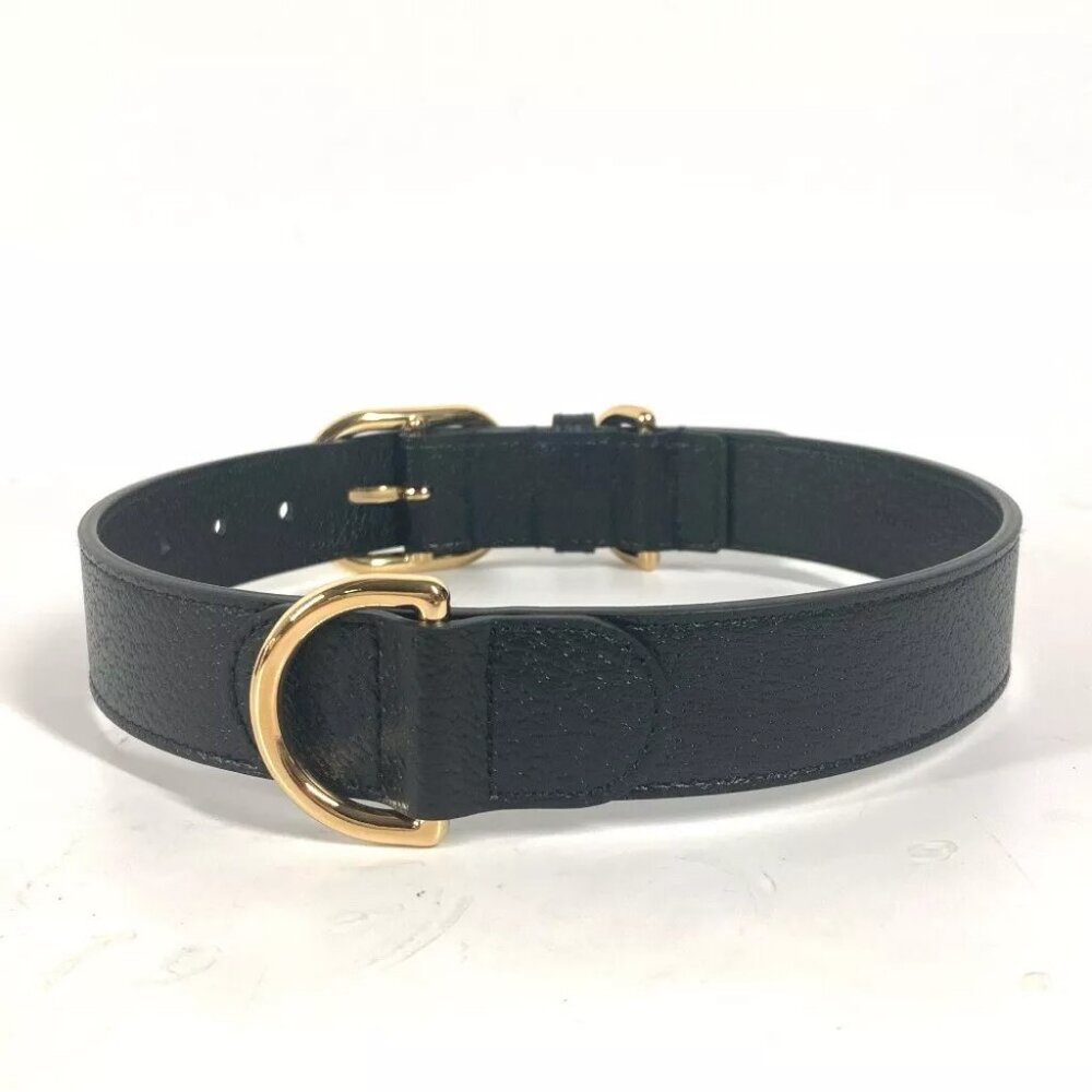 Gucci 695256 Gg Large/Extra Large Pet Dog Collar Black/Goldhardware Unused View 2